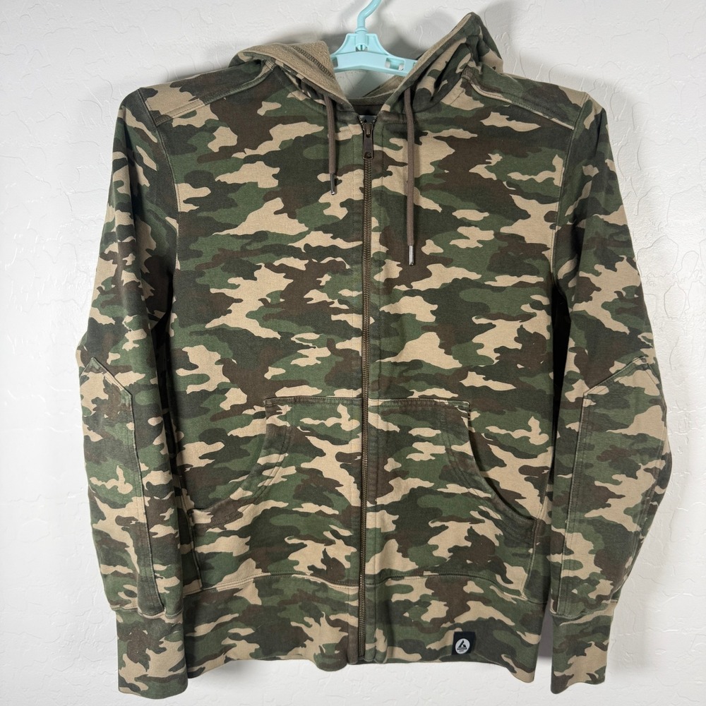 American Giant Full Zip Hoodie Mens M Green Camo Classic Full Zip USA Made